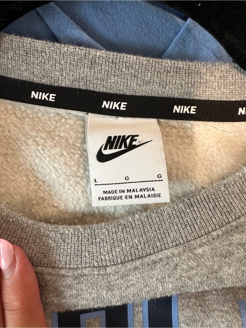 Nike Gray 'Carolina' Crewneck Sweatshirt with Blue Lettering - Picture 4 of 4